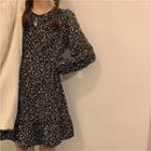 Long-sleeve Floral Print Dress As Figure - One Size