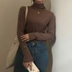 Mock-neck Plain Fleece Top