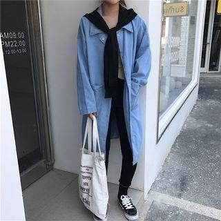 Loose-fit Long Hooded Denim Jacket
