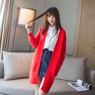 Plain Long Hooded Cardigan