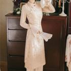 Long-sleeve Layered Qipao Dress