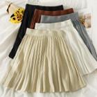Pleated Knit Mini Skirt In 6 Colors