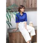 Plus Size - Linen Blend Relaxed-fit Polo Shirt