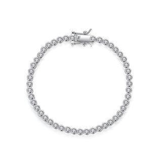 Simple Fashion Geometric Round Bead Zircon Bracelet Silver - One Size