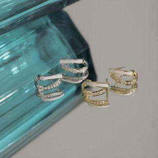 Glaze Rhinestone Sterling Silver Open Ring