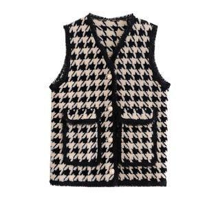 Houndstooth Button Vest Houndstooth - Black & White - One Size