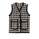 Houndstooth Button Vest Houndstooth - Black & White - One Size