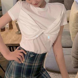 Plain Short-sleeve Twist T-shirt