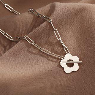 Flower Chain Necklace Silver - One Size