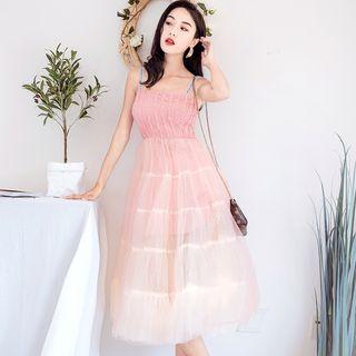 Strappy Sheer A-line Midi Dress