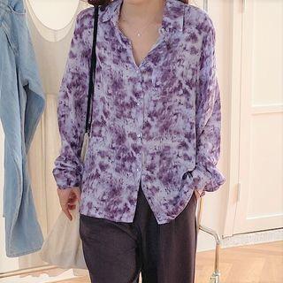 Long-sleeve Printed Shirt / Wide-leg Pants