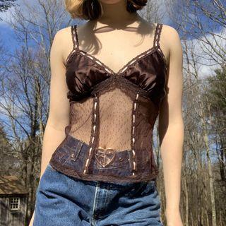 Mesh See Through V Neck Camisole Top