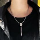 Stainless Steel Coin Pendant Y Necklace As Shown In Figure - One Size