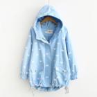 Cloud Print Hooded Zip Jacket Blue - One Size