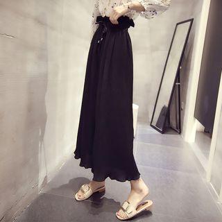 Frilled Chiffon Wide-leg Pants