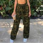 High-waist Camouflage Straight-fit Pants