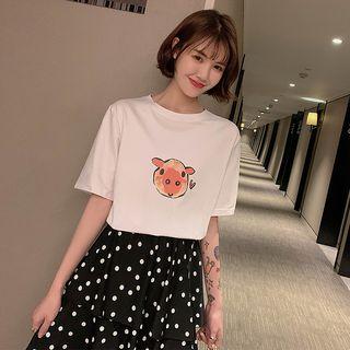 Short-sleeve Pig Printed T-shirt