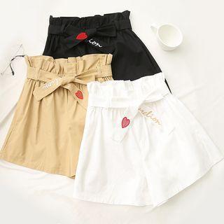 Embroidered Tie-waist Shorts
