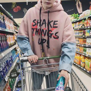 Letter Print Panel Hoodie