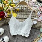 Crochet-knit Cropped Camisole White - One Size