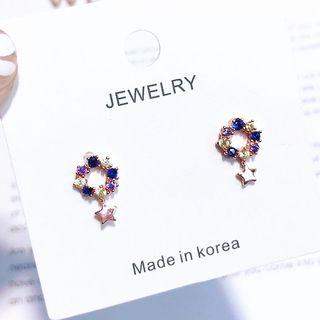 Rhinestone Hoop & Star Dangle Earring As Shown In Figure - One Size