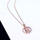 Alloy Rhinestone Pendant Necklace Rose Gold - One Size