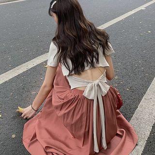 Tie-back Cutout Top / Plain Maxi Skirt