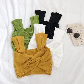 Plain Knotted Sleeveless Crop Top
