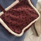 Fleece-trim Rose Print Corduroy Shoulder Bag Rose Pink - One Size