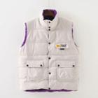 Lettering Padded Button-up Vest