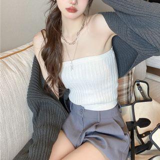 Long-sleeve Knit Shrug / Tube Top