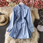Lace Up Long Sleeve Shirtdress