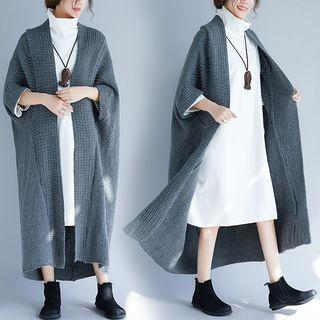 Batwing Sleeve Long Cardigan Gray - One Size