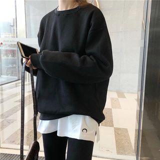 Long-sleeve Moon Embroidered T-shirt / Plain Sweatshirt / Cropped Leggings
