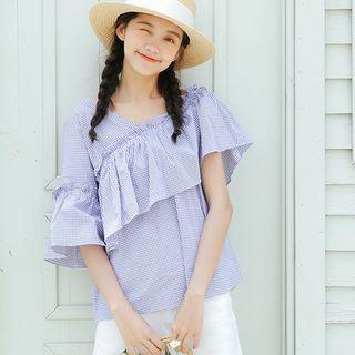 Ruffle Checked Top