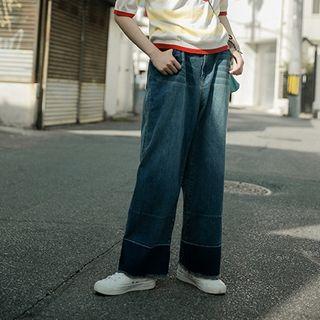 Paneled Wide Leg Jeans