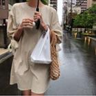 Tie-cuff 3/4-sleeve Shift Dress