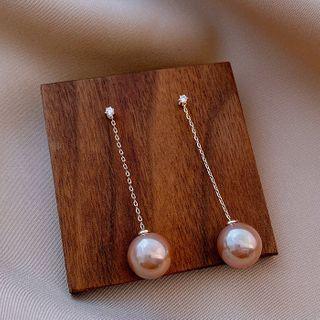 Faux Pearl Dangle Earring 1 Pair - Dangle Earring - Champagne Pink - 6mm