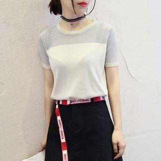 Short Sleeve Glittered Knit T-shirt