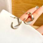 Twisted Alloy Open Hoop Earring 1 Pair - S925 Silver - White & Gold - One Size
