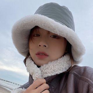 Fleece Lined Faux Leather Bucket Hat