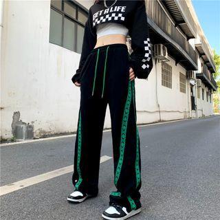 Contrast Trim High Waist Wide Leg Pants