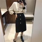 Two-tone Blouse / A-line Skirt