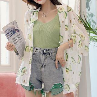 Avocado Print Shirt Green & White - One Size