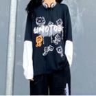 Mock Two Piece Long Sleeve Printed Top / Printed Wide-leg Pants