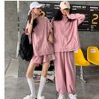 Striped Zip Jacket / Shorts / Cropped Harem Pants / Set