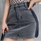 Two-tone Denim Mini Pencil Skirt