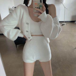 Cropped Cardigan / Cropped Camisole Top / Shorts