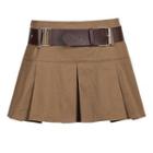 Set: Mini Pleated Skirt + Faux Leather Belt