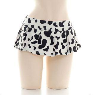Milk Cow Pleated Mini A-line Skirt White & Black - One Size